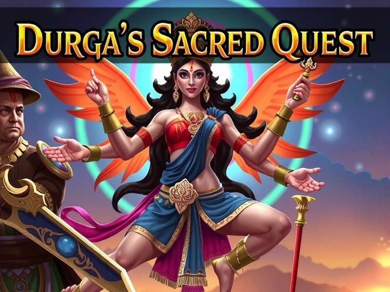 Durga S Sacred Quest - Mythological Adventure Game Durga S Sacred Quest game banner featuring Goddess Durga