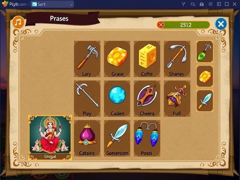 Character build customization Durga S Sacred Quest equipment screen